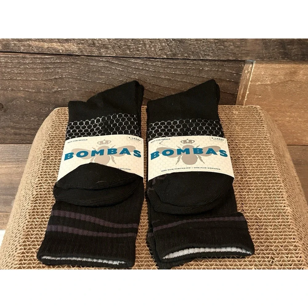 Bombas Socks‎ Men's Solid Calf XLarge Black - 2 Pairs NEW